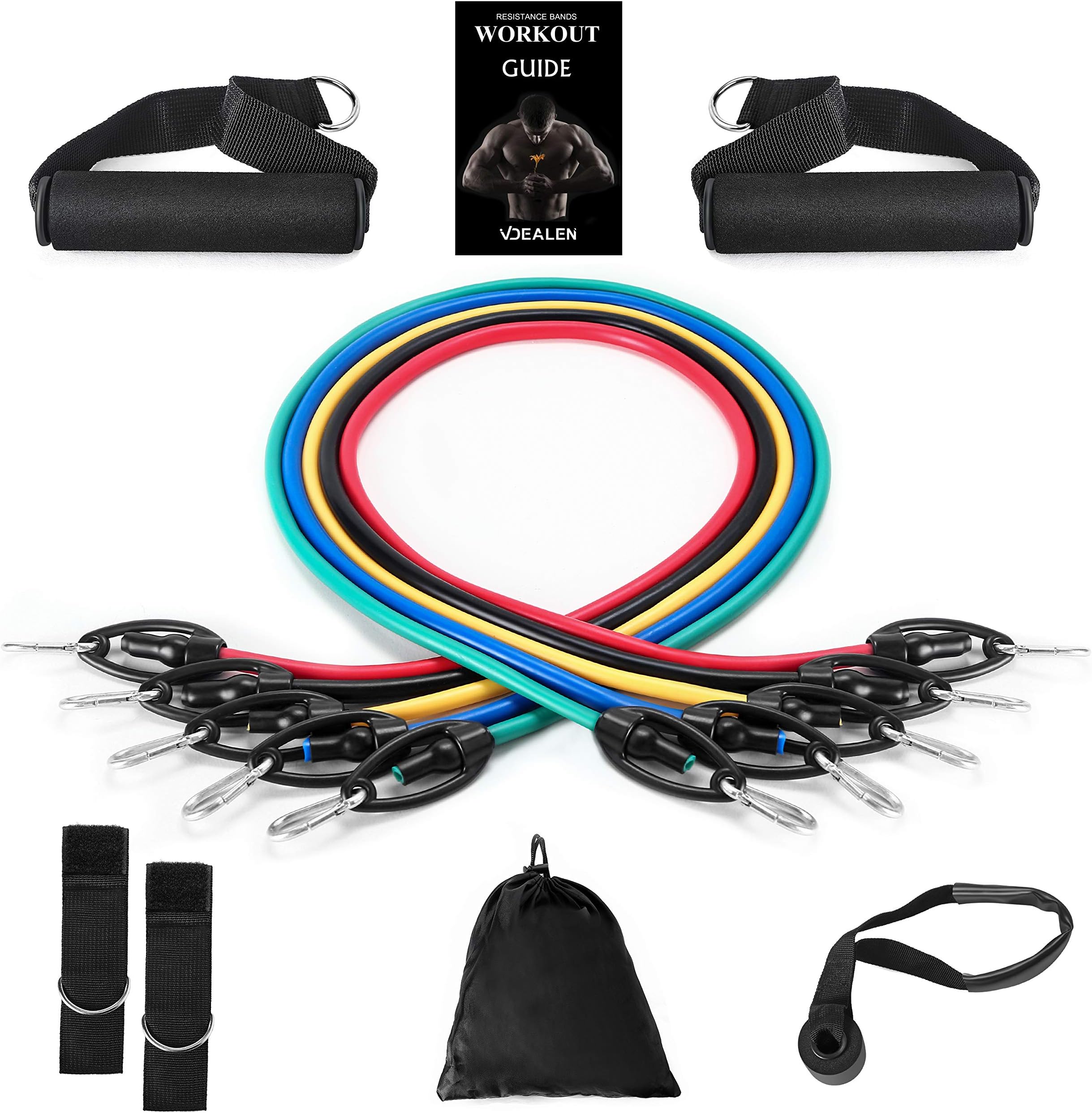Hurdilen Resistance Bands Set, 5 Workout Bands - Stackable Up to 100 LBS - Portable Home Gym Accessories, Suitable for Home Exercise, Physical Therapy, Gym Training, Yoga