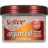 Softee Hair and Scalp Conditioner Argan Oil, 3 Ounce, White (2141)
