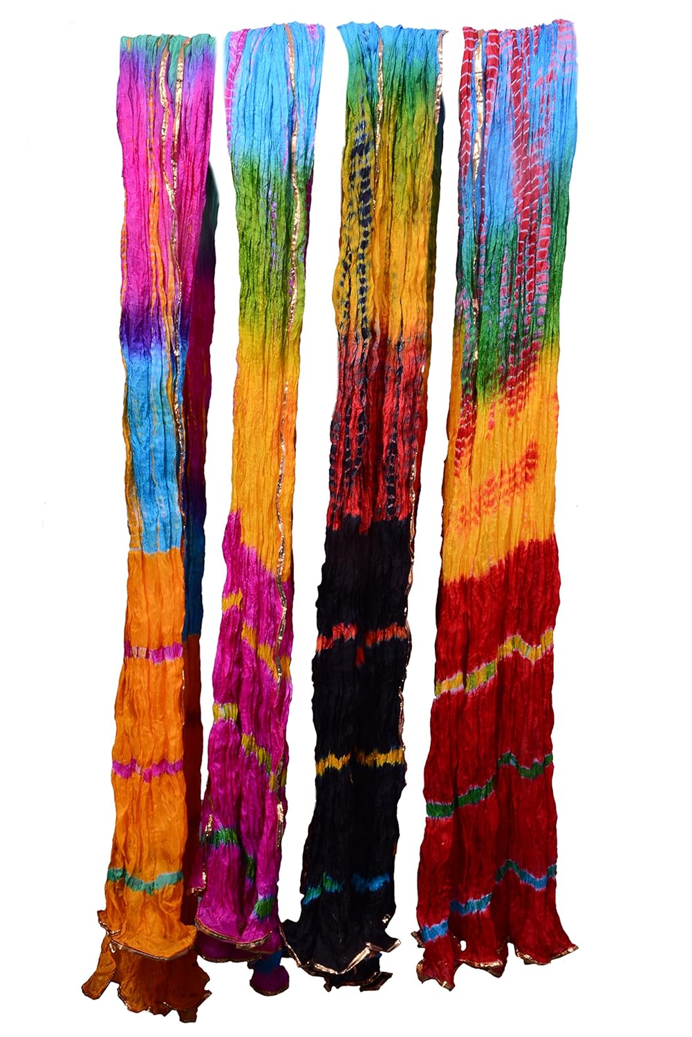 jyoti women's silk dupatta(sc-170_multicolour_2.25m) - pack of 4