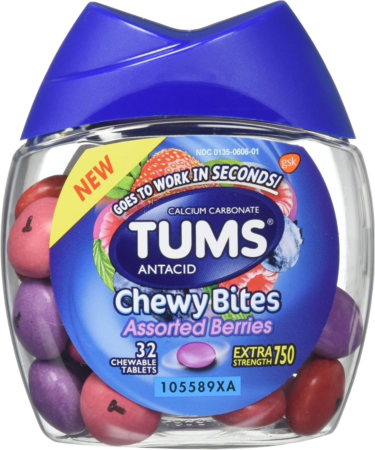 Amazon Com Tums Antacid Chewy Bites Assorted Berries 32 Chewable Tablets Pack Of 2 Health Personal Care