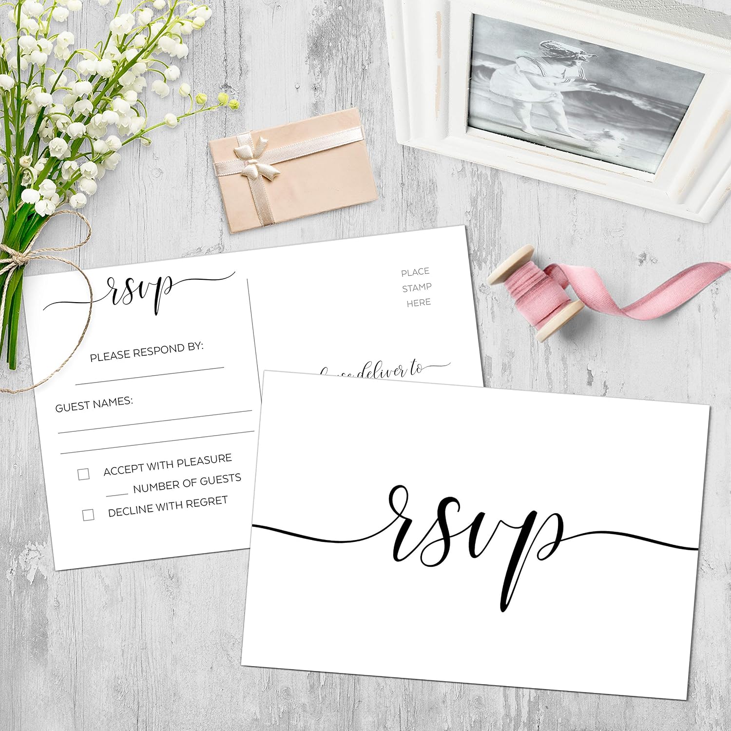 321done Rsvp Postcards Set Of 50 4 X 6 Blank With Mailing Side Response Cards For Wedding Bridal Shower Baby Shower Made In Usa Elegant