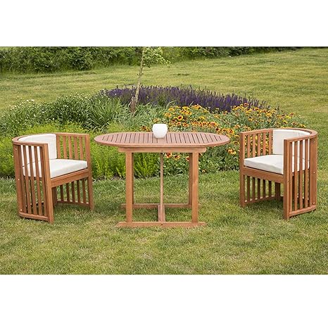 Gartenmoebel Balkonset Brasilia 7 TLG, 2X Sessel, 1x Tisch 70x120cm, inkl. Auflagen, FSC®-Zertifiziert