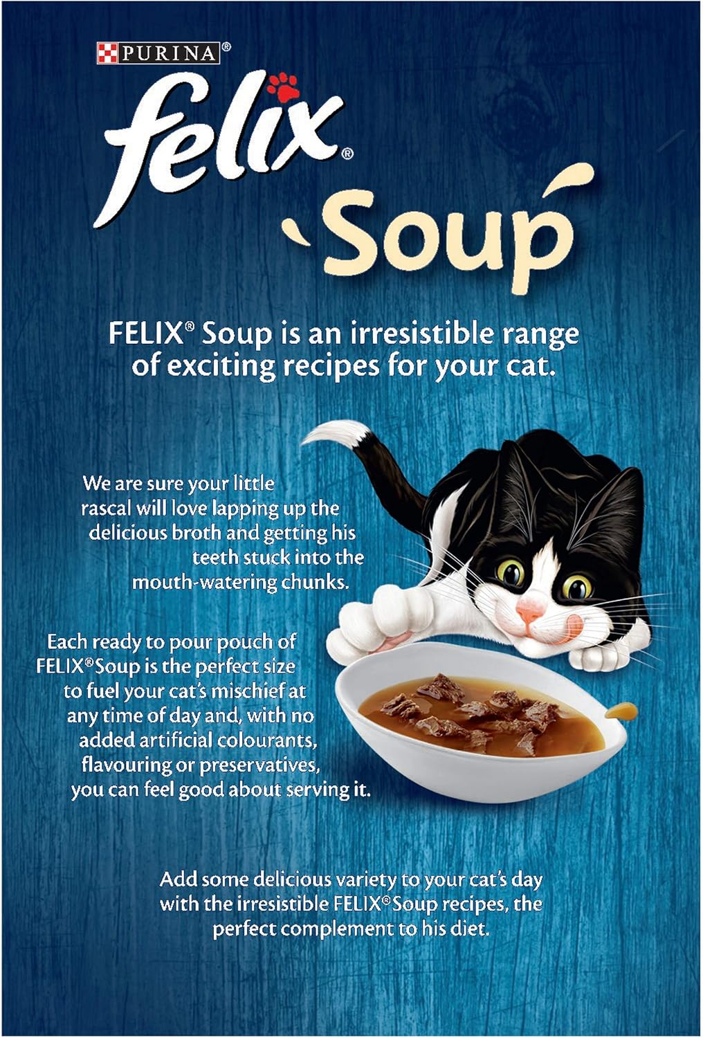FELIX Soup Fish Selection Plaice, Tuna and Cod Wet Cat Food 6x48g (Pack of 8), 48 Pouches, 48 g (Pack of 48)