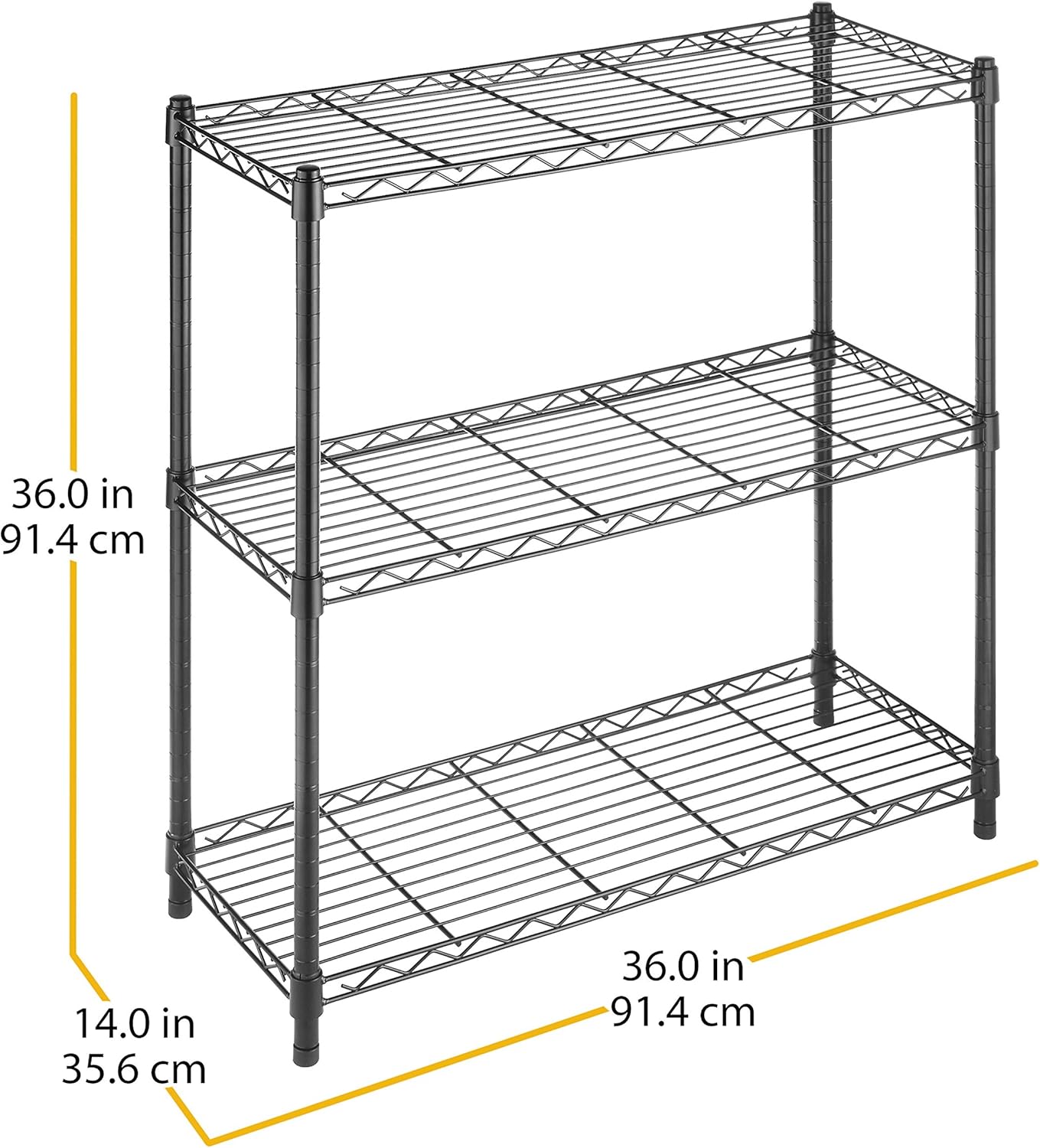 Whitmor Supreme Leveling Feet 350 Capacity Per Shelf Adjustable Shelves, 3 TIER, Black: Home & Kitchen