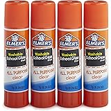 Elmer's All Purpose School Glue Sticks, Clear, Washable, 4 Pack, 0.24-ounce sticks
