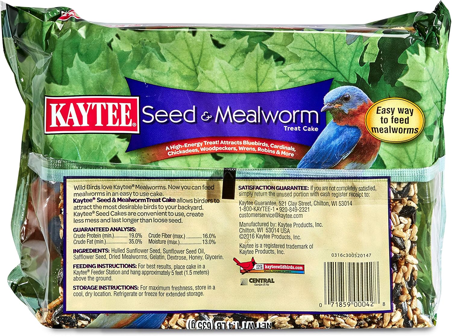 Kaytee Seed & Mealworm Treat Cake, 1.4 lb: Pet Supplies