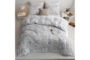 ECOCOTT Vintage Floral Duvet Cover Set, 100% Cotton Flower Patten Duvet Cover King Size - Breathable Durable Soft Comfy Quilt Cover King Size