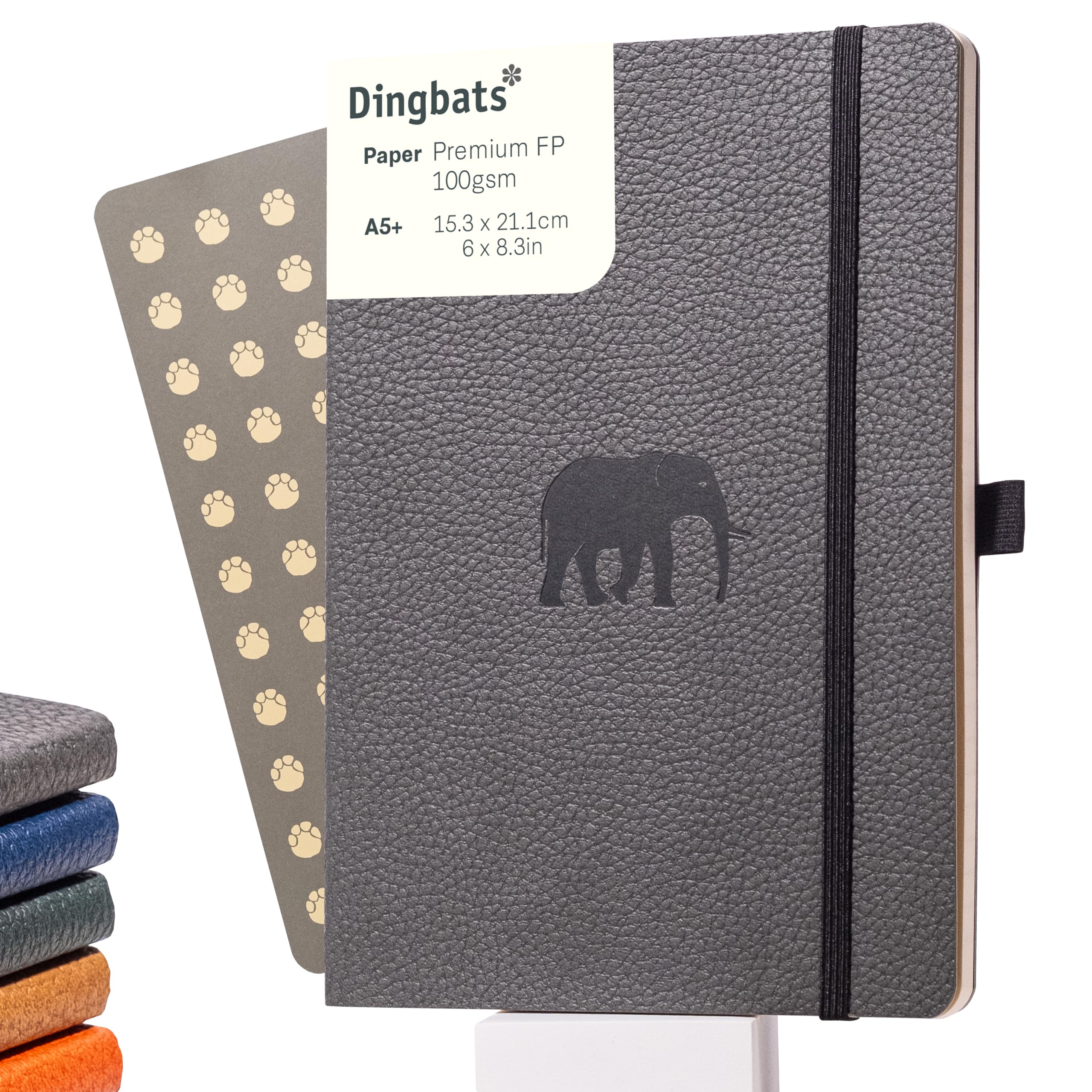 Dingbats* Wildlife Lined Journal Notebook A5 - Vegan Leather Soft Cover - Ideal for Work, Travel, Writing - with Pocket, Elastic Closure & Bookmark