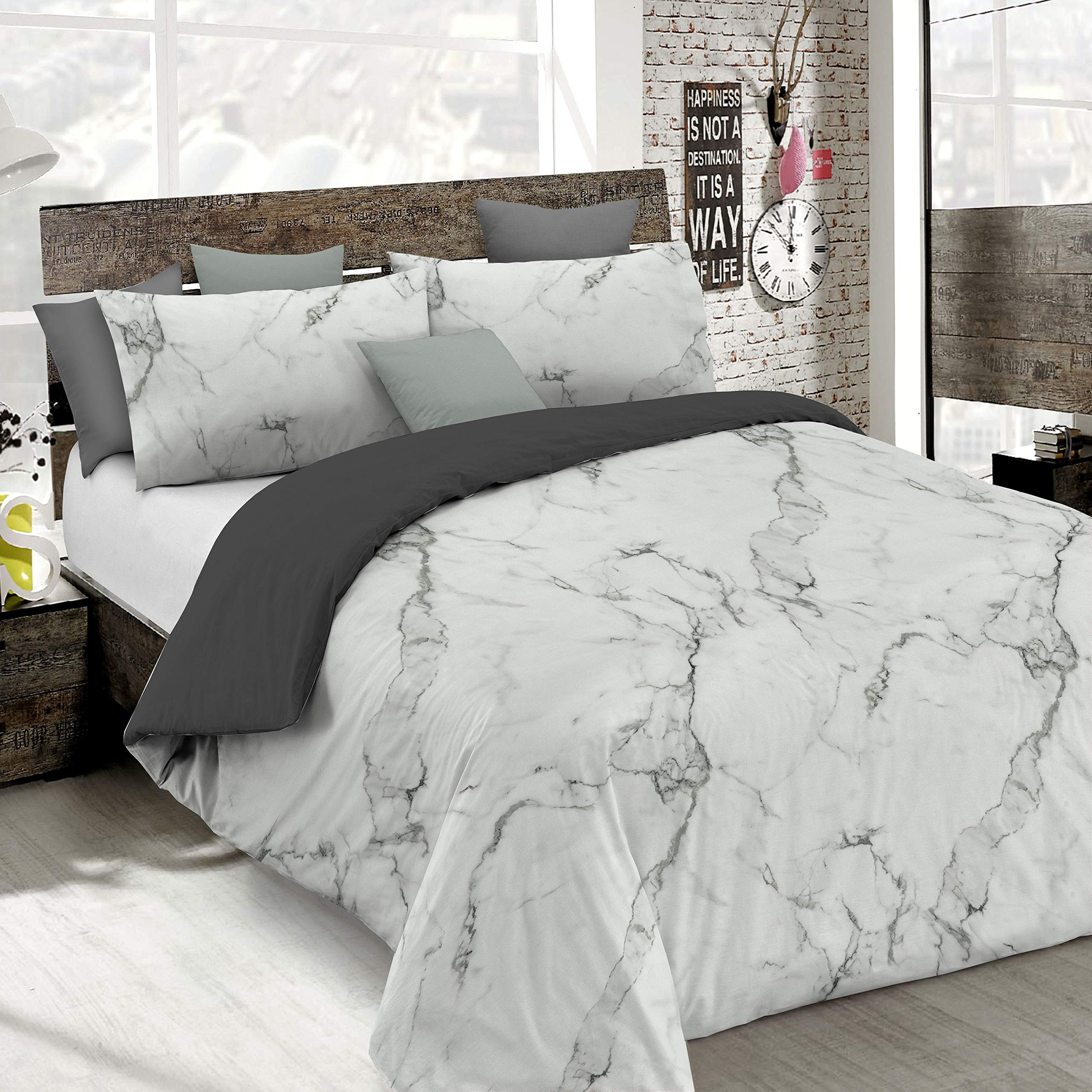 Italian Bed Linen Duvet Cover Fashion, Marble, Small Double