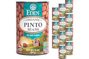 Eden Organic Pinto Beans, 15 oz Can (12-Pack), No Salt Added, Non-GMO, Gluten Free, Vegan, Kosher, U.S. Grown, Heat and Serve, Macrobiotic, Frijol Pinto