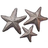 Starfish, Set of 3, Sea Life Nautical Home Decor, Recycled Wall Art 8x8 and 5x5 Inches, Haitian, Decorative, Plaque