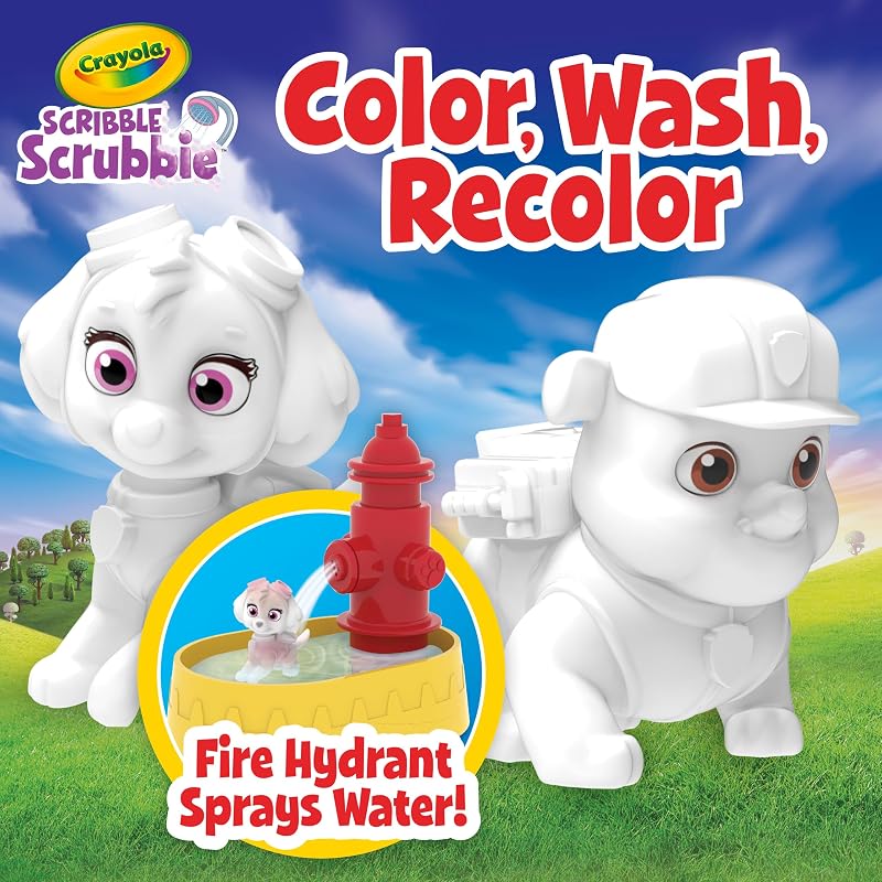 - Washimals Paw Patrol, Conjunto de Atividades com 5 Cachorros, 8 Marcadores Laváveis, Banho de Água, Escova, Brincadeira e Presente para Crianças a partir dos 3 anos, 74-0291