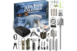 Rubypop Calendrier de l'Avent 2025 robuste pour adulte, kit de compte à rebours de Noël de 24 jours avec équipement de campin