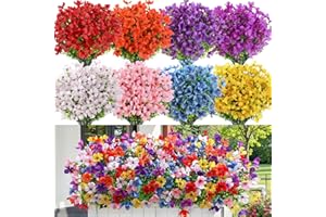 SHareconn 20 Bundles Artificial Flowers Outdoors Decoration, Fake Silk mums Eucalyptus Realistic UV Resistant Faux Plants for