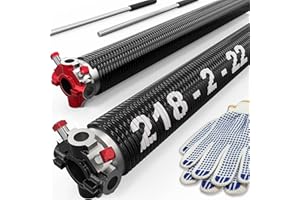 Blesseras Garage Door Torsion Springs Replacement with Non-Slip Winding Bars, Oil-Free Electrophoretic Coated Coil 2-Inch Diameter Spring Set, 1 Pair, 218 x 2'' x 22''