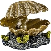 GloFish Clam Ornament, Glowing Aquarium D&eacute;cor | 354"D x 315"W x 354"H, Glows Under GloFish LED Lights, For Freshwater GloFish Fish Tanks