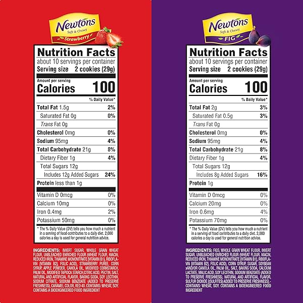 NEWTONS SOFT & FRUIT CHEWY FIG & STRAWBERRY COOKIES VARIETY PACK, (FIG BARS, STRAWBERRY BARS), 4 PACKS