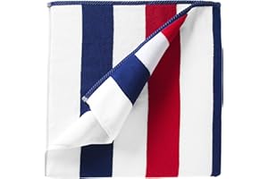 LAGUNA BEACH TEXTILE COMPANY Laguna Beach Textile Co. Striped Cabana Beach Towel - Oversized, Plush 630 GSM Cotton - Red, White and Blue