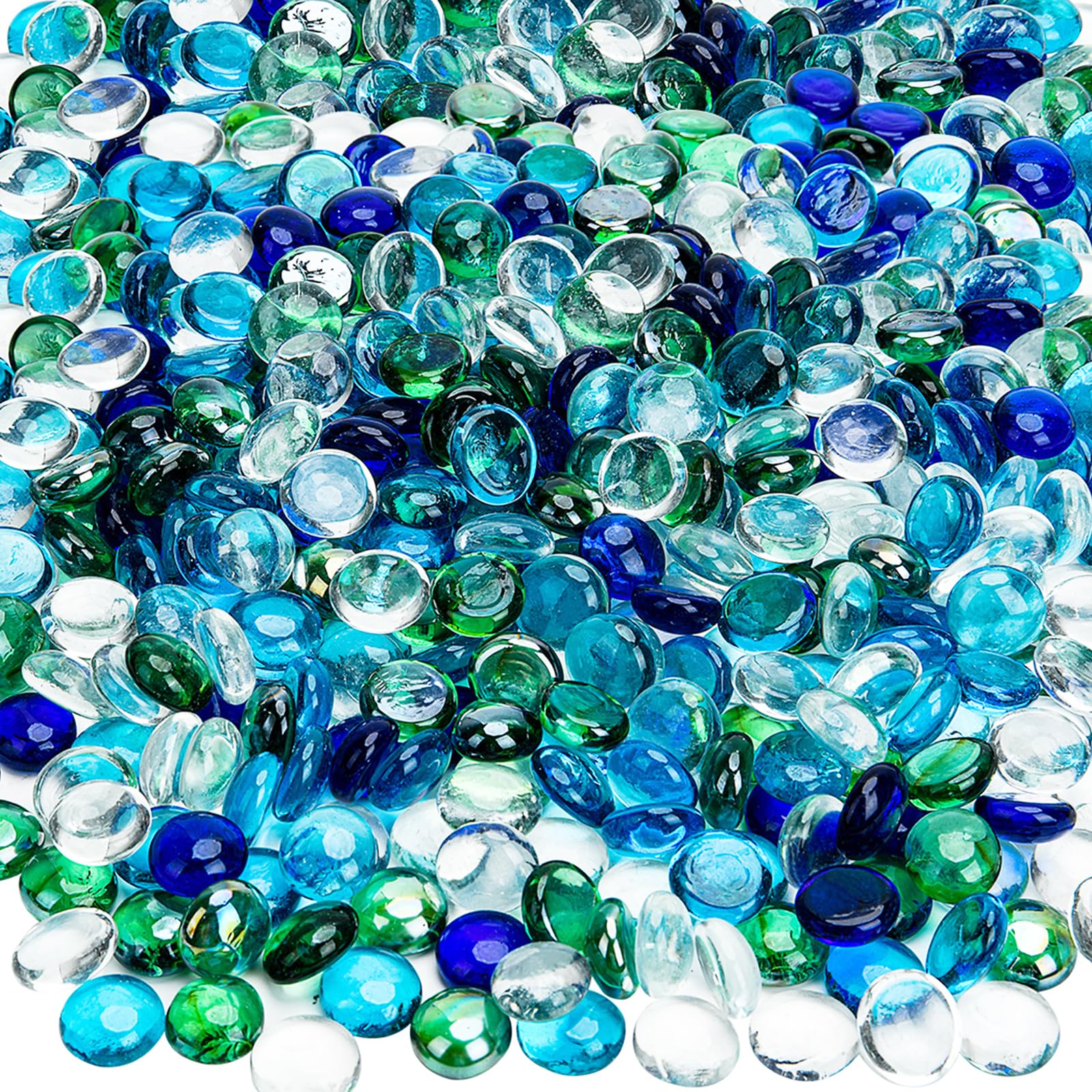 Glass Pebbles for Vases, Hiziwimi 1800g(About 400Pcs) Decorative Glass Pebbles, 17-20MM Decorative Stones, Glass Nuggets, Glass Beads for Planter, Aquariums, Gardens, Crafts & Vase Decoration — image 1