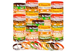 Moon Boat 144PCS Thanksgiving Fall Bracelets Party Favors Bulk: Silicone Rubber Wristbands Festival Goodie Bags Gifts Prizes Decorations