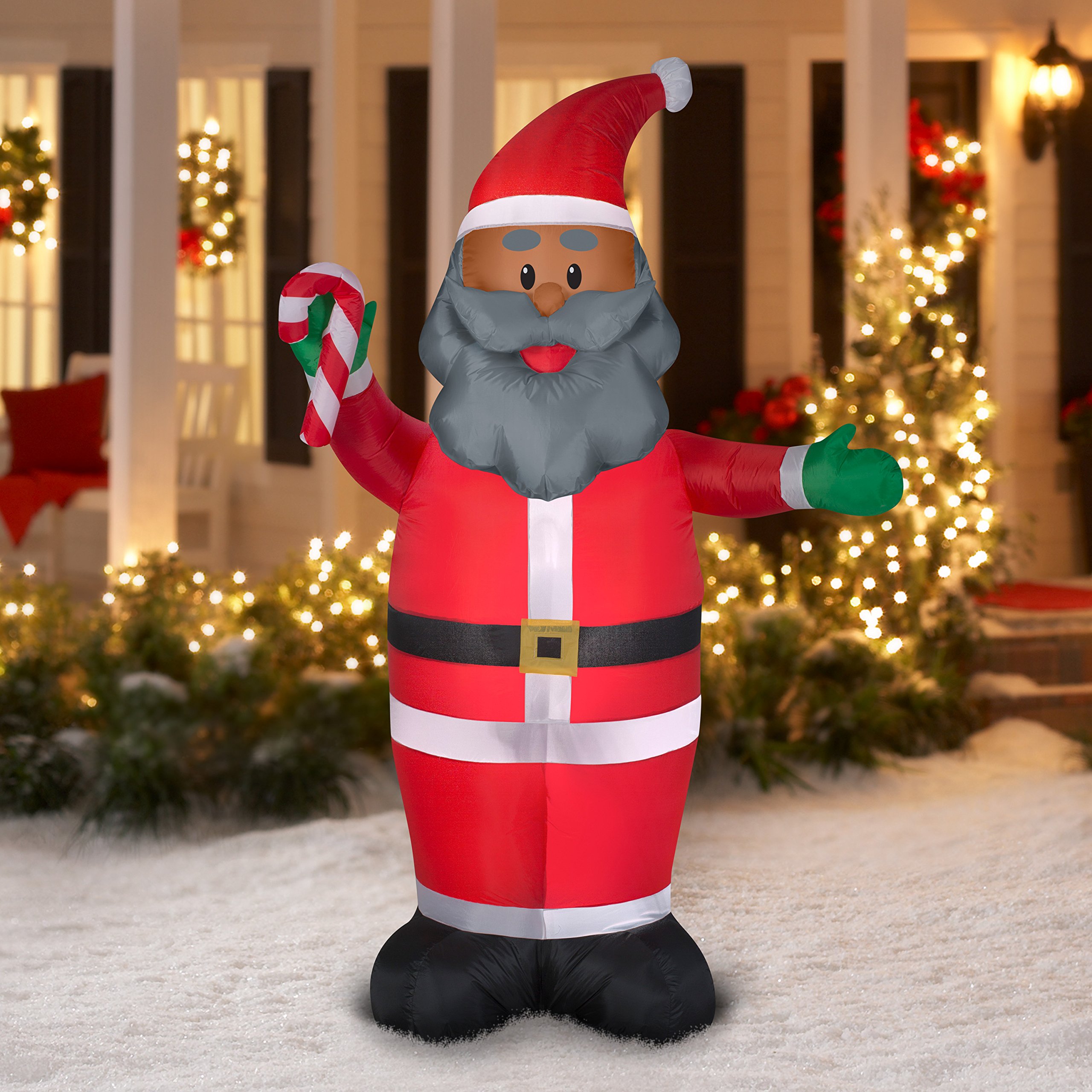 Black Santa Inflatable 7 Feet Tall, African American Santa