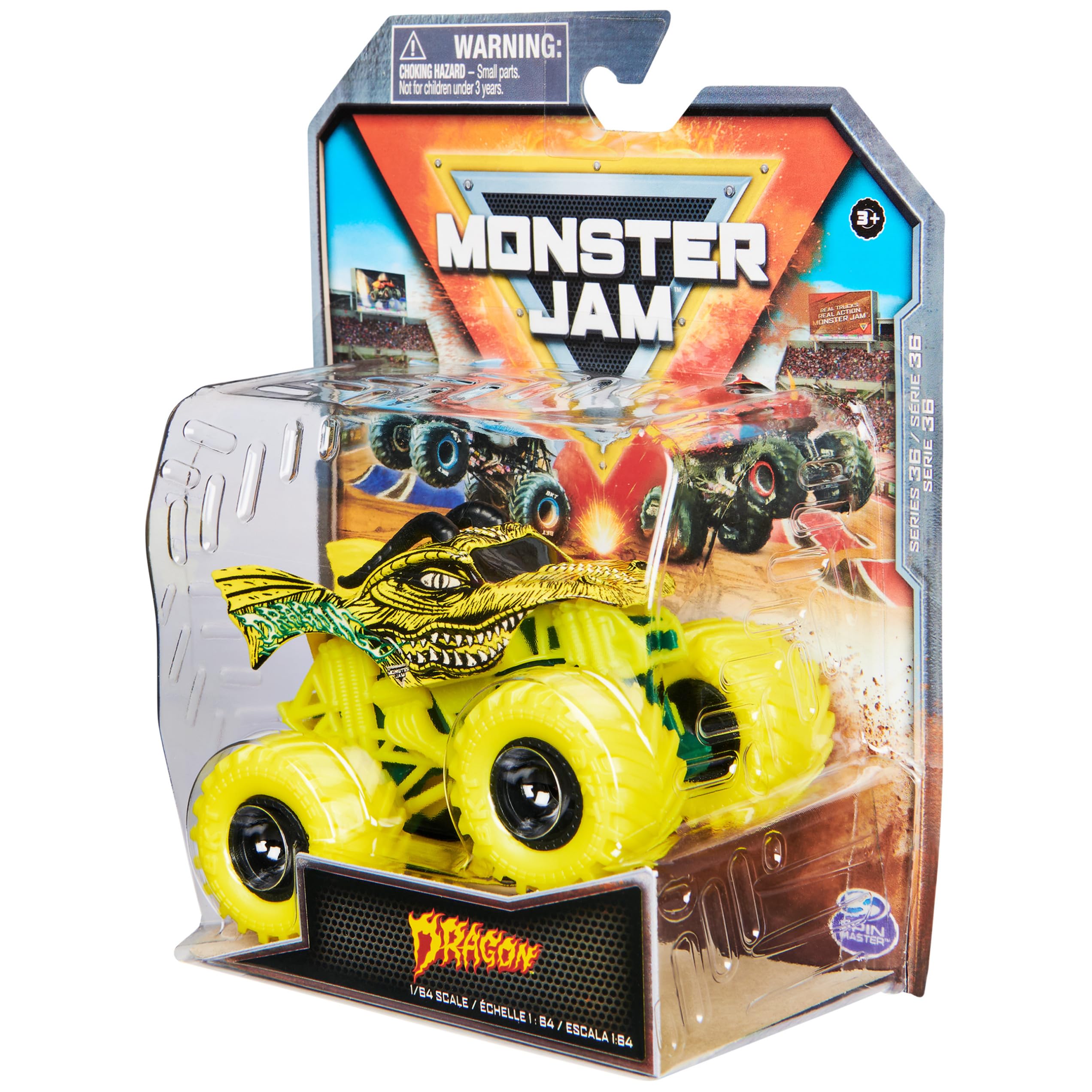 Monster Jam Official Dragon Monster Truck, Die-Cast Vehicle, 1:64 Scale, Kids Toys for Boys Ages 3 and up