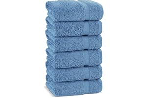 Chakir Turkish Linens | Hotel & Spa Quality 100% Cotton Premium Turkish Towels | Soft & Absorbent (6-Piece Hand Towels, Wedgewood)
