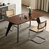 YESWOOD Solid Oak Wood Dining Table, 63" Kitchen Table for 4-6, Black Legs | Wooden Dinner Table with a Spacious Tabletop, 4 Sturdy Legs for Dining Room, Living Room and Office, Walnut+ Black