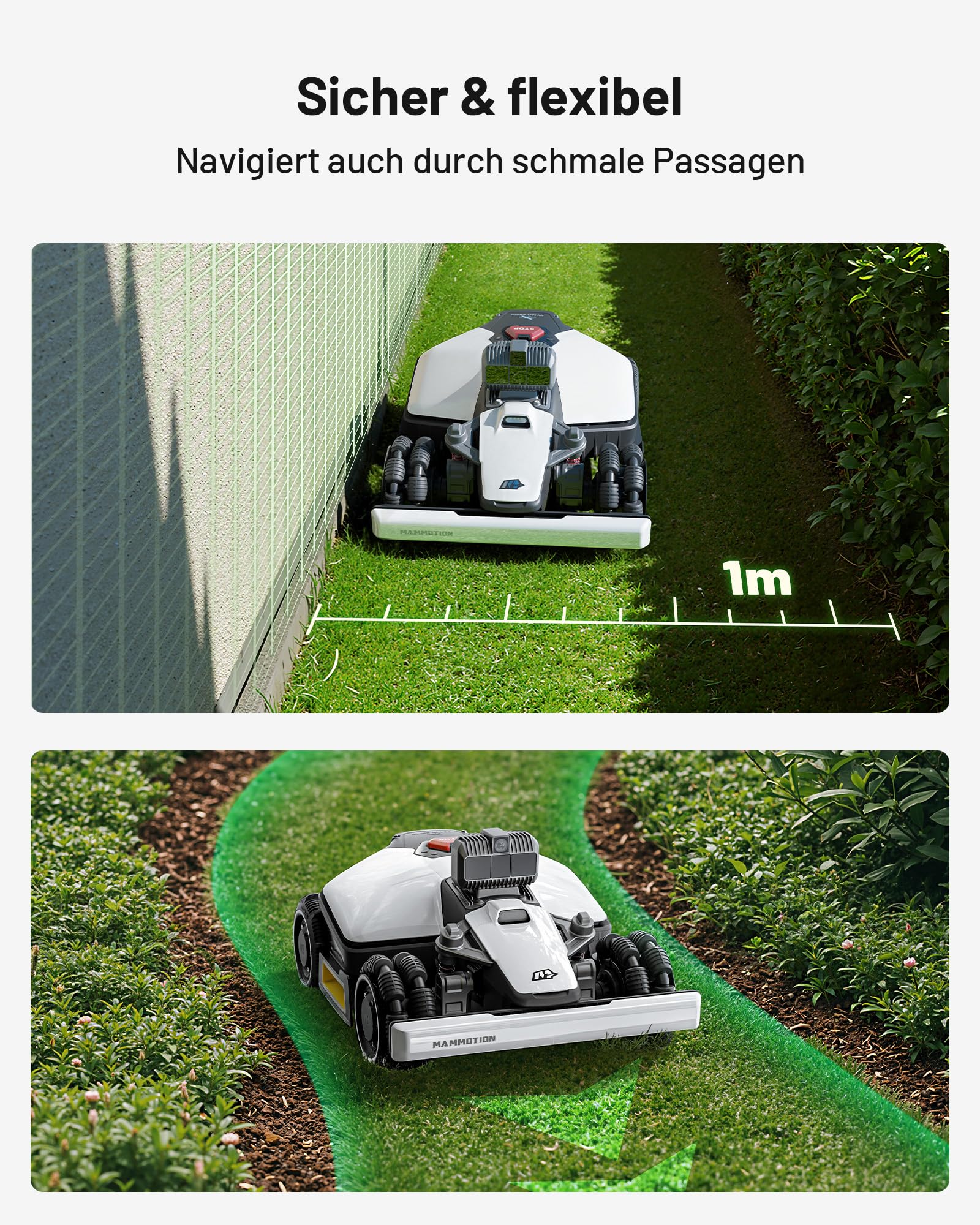 MAMMOTION LUBA mini AWD LiDAR Mähroboter ohne Begrenzungskabel & RTK-Antenne für 1500 m², 3D LiDAR+NetRTK+AI Vision Triple-Fusion, AWD 80% Steigung, Automatische Kartierung, 3 Jahre Gratis-4G 6