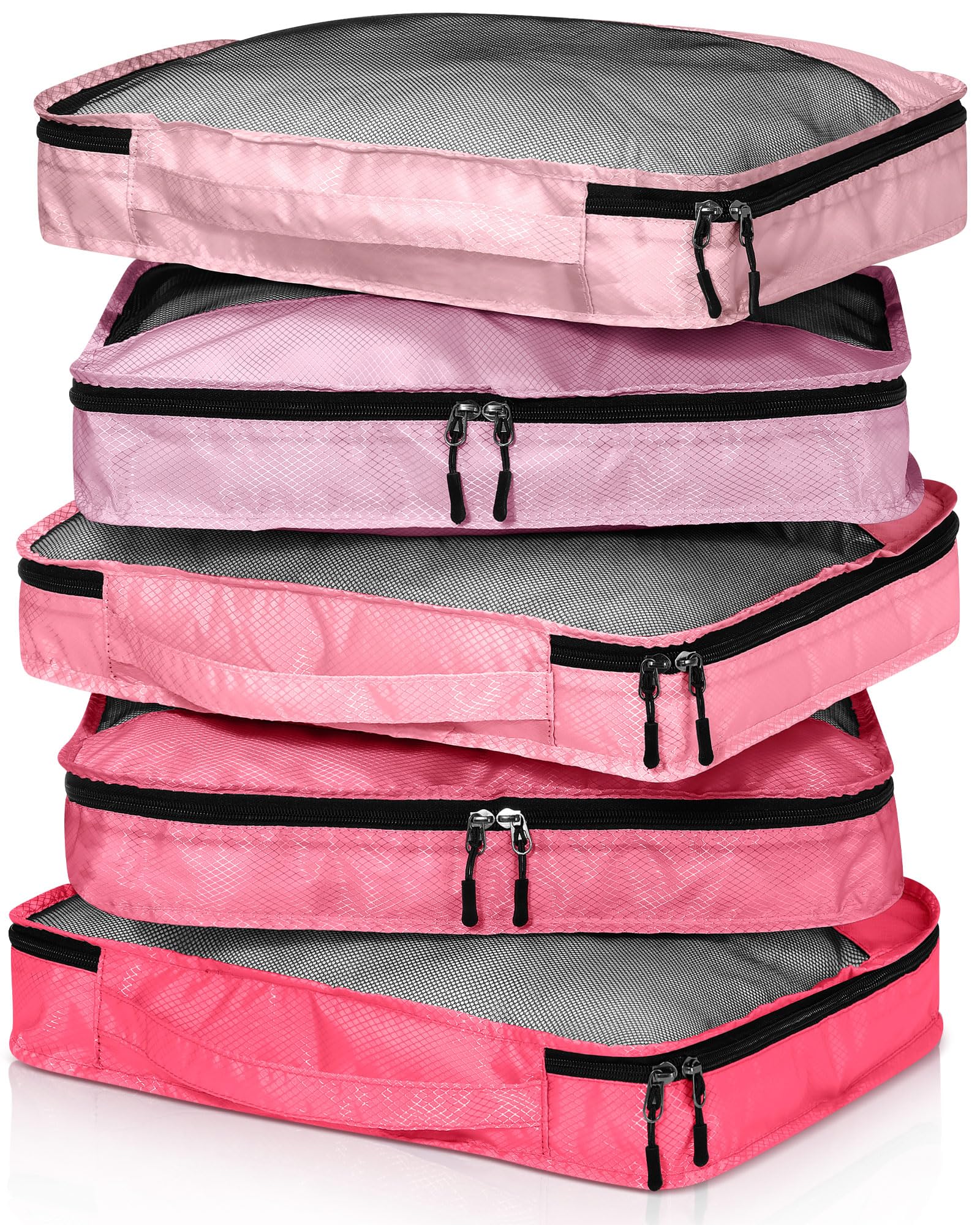 Photo 1 of **PARTIAL SET ONLY 3**  Bulyoou 5 Pcs Packing Cubes for Suitcase Large Travel Cubes Carry on Luggage Organizer Bags for Clothes Accessories(L,Pink)
