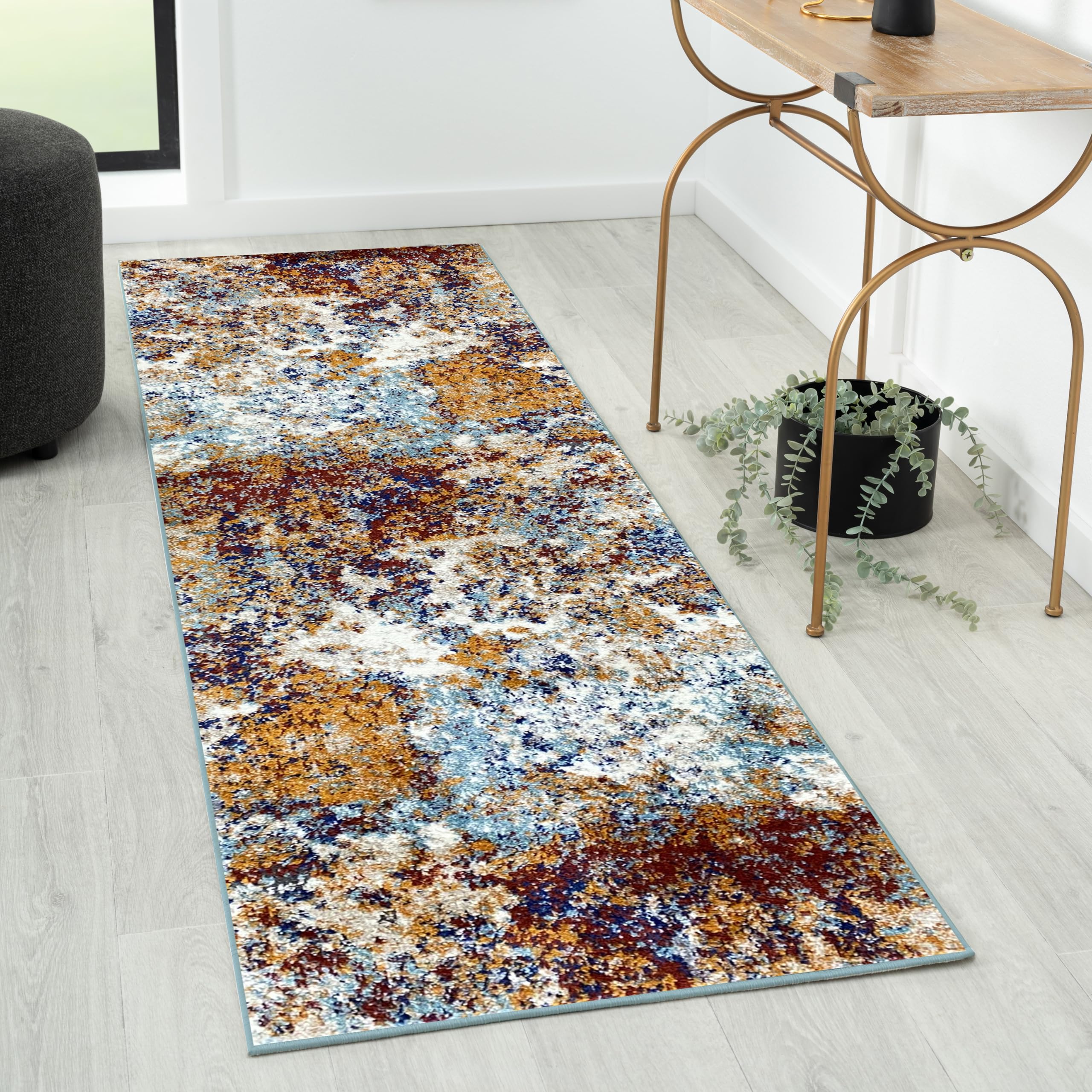 LUXE WEAVERS Beverly Collection Multi 2x7 Modern Abstract Area Rug Image