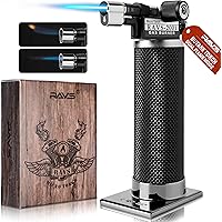 ravs Butane Torch Lighter with DUAL Flame Mode, Refillable Kitchen Torch Lighter Cooking Torch, Blow Torch with Safety Lock a