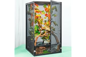 BINANO 45 Gal Detachable and Foldable Reptile Butterfly Cage Terrarium, 360° Observation, Airflow, Interaction in Gecko Tank for Crested Geckos, Leopard Geckos, Chameleons, Bearded Dragons