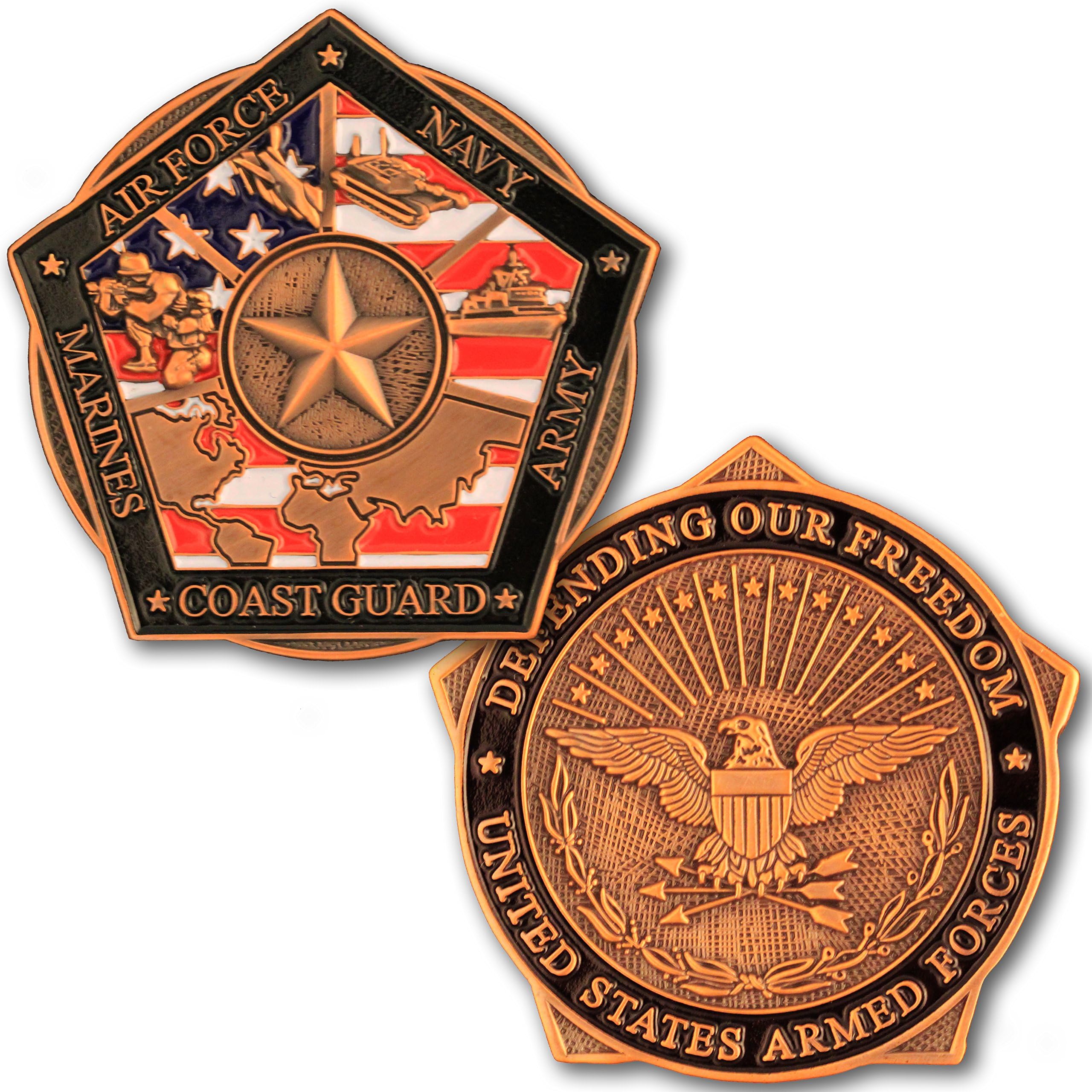 Armed Forces Honor Troops Challenge Coin, Military Support Coin. Die Struck Brass Challenge Coin Designed by Military Veterans! Marines Corps, Navy, Army, Air Force, Coast Guard Challenge Coin!