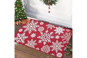 CAROMIO Front Door Mat Christmas Decorative Doormat Indoor Outdoor Entry Doormats Non-Slip Welcome Doormat Washable Floor Mats for Bedroom Living Room Kitchen Nursery, 17" x 29" Red