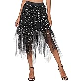 Urban CoCo Women's A-Line Mesh Tutu Skirt Fluffy Layered Tulle Midi Long Skirts with Elastic Waist
