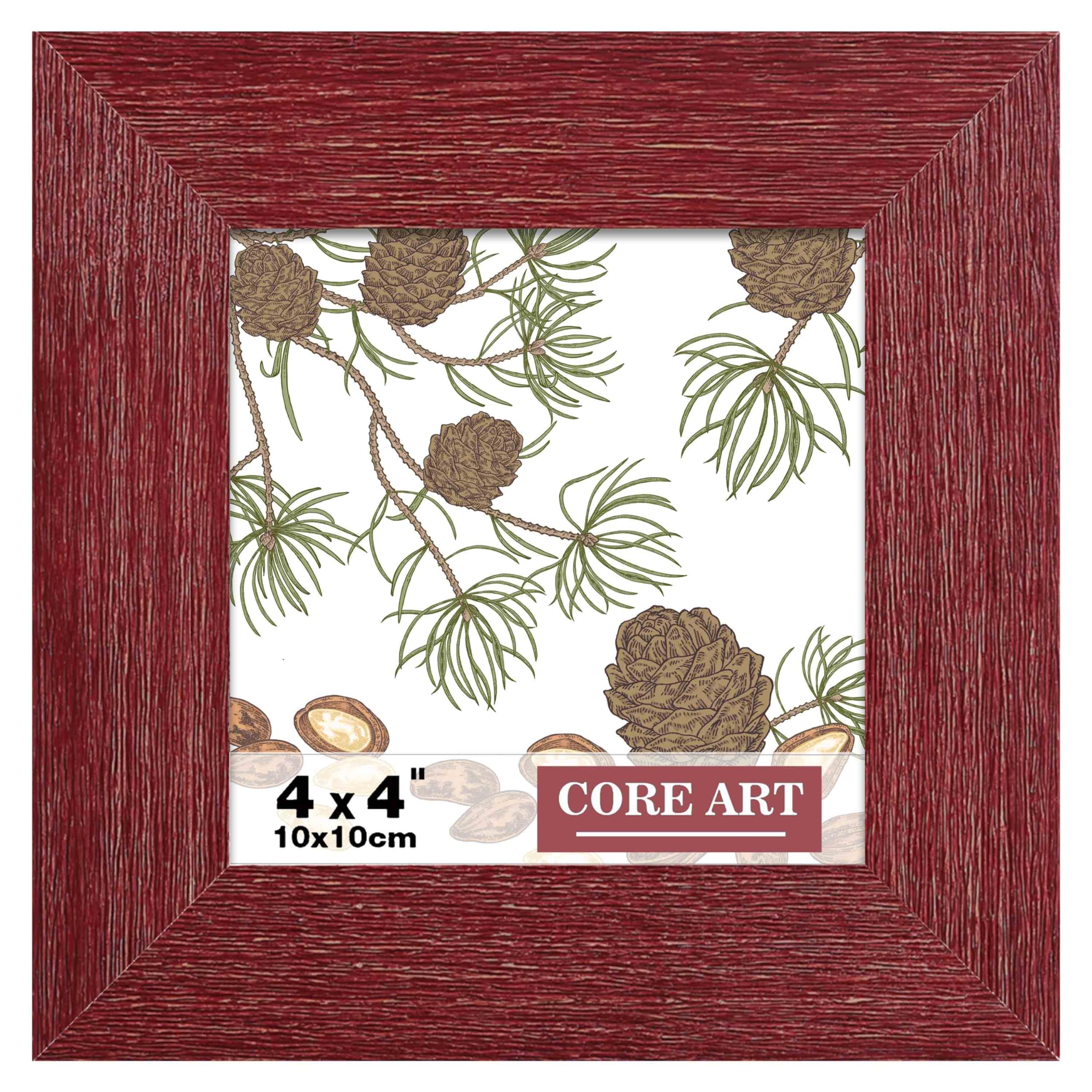 Photo 1 of CORE ART 4x4 Picture Frame, Handmade Wood Rustic Red Photo Frame, High Definition Semi-tempered Glass Wall or Tabletop Display