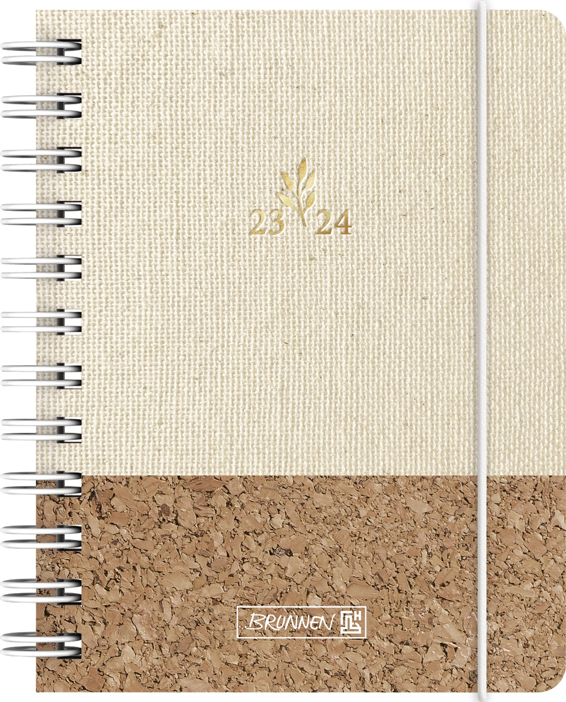 BRUNNEN Daily calendar "Natural Neutrality" 2023/2024 A6 natural, 1 page = 1 day, Sat + Sun. on one page