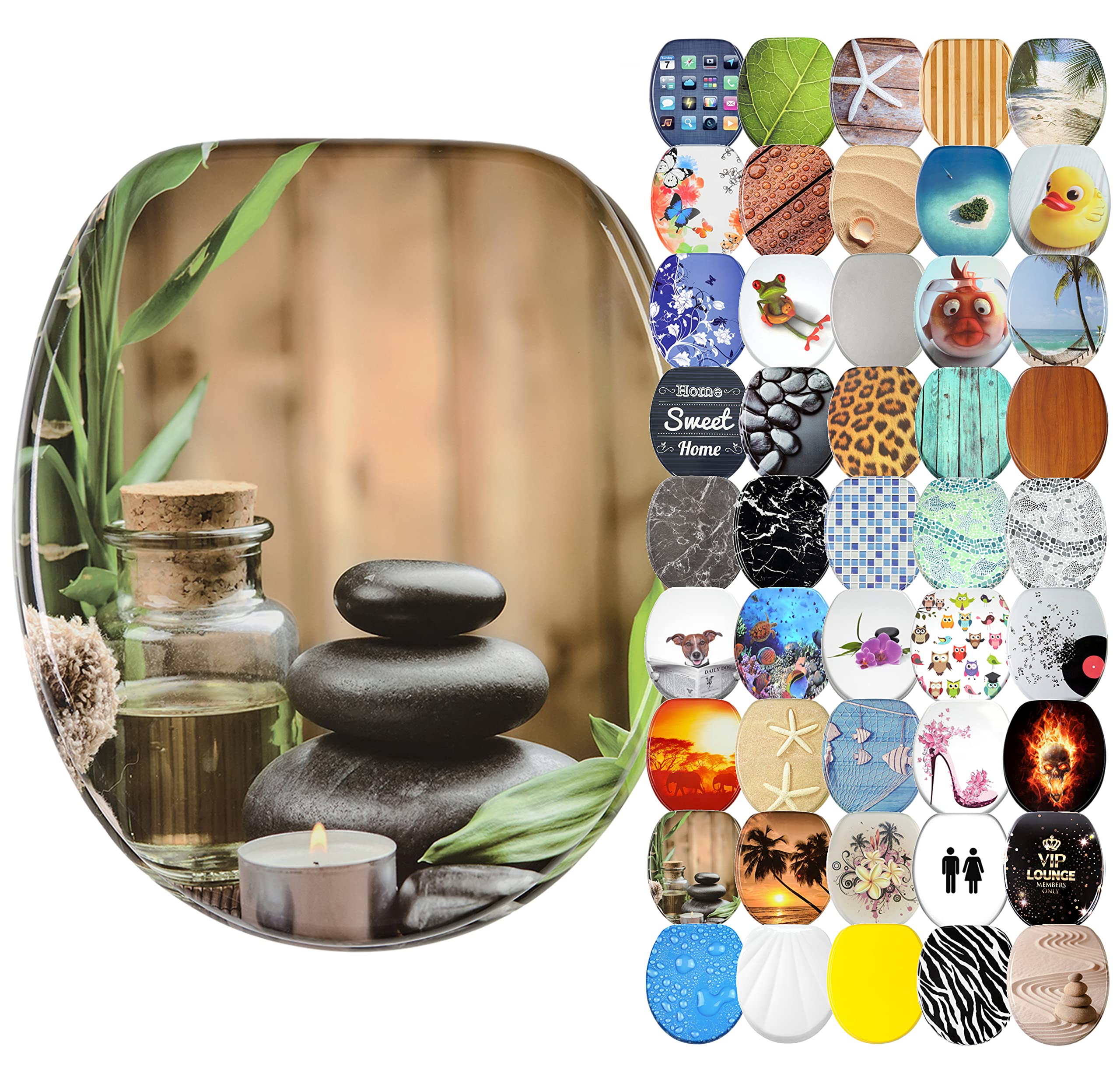 Sanilo Soft Close Toilet Seat, Wide Choice of New Toilet Seats, Stable Hinges, Easy to Mount (Spa)