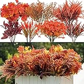 24 Bundles Fall Flowers Artificial for Decoration, Artificial Mums for Outdoor Maples Flowers for Outside Garden Yard Window Fall Decorations for Home Thanksgiving Autumn Fall Decor