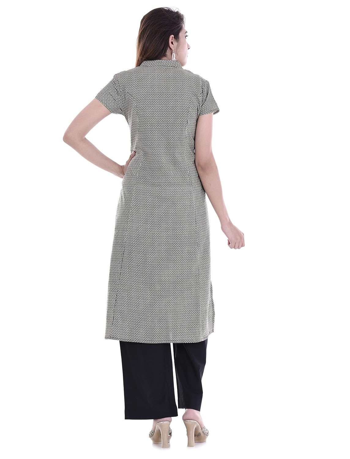 palakh women's cotton printed kurti with palazzo (black)