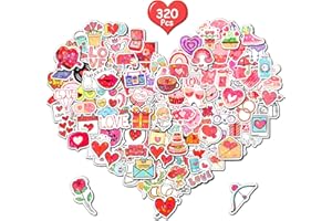 JCFIRE Valentines Stickers, 16 Sheets Shiny Happy Valentines Day Stickers for Kids Toddlers, Crafts for Kids Class Classroom School Party Favors Decorations Decor Goodie Bags Gifts