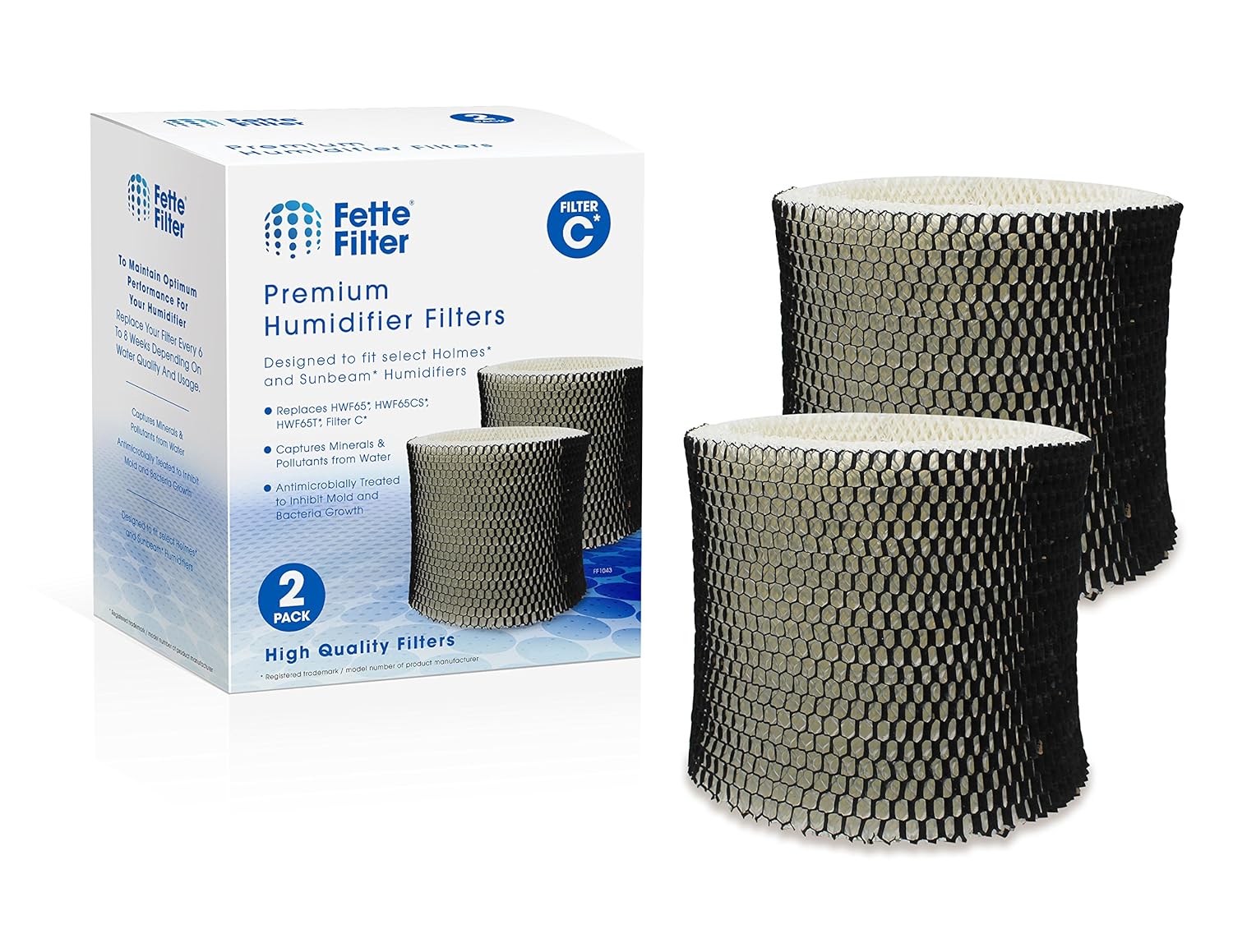 Fette Filter - Humidifier Wicking Filter Compatible with Holmes HWF65, HWF65PDQ-U - Filter C (2-Pack)