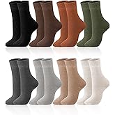 Chuarry 8 Pairs Fall Winter Thermal Crew Sock for Women Warm Mini Crew Socks Soft Cozy Thick Bootie Socks Neutral Aesthetic Stocking Thermal Gifts for Cold Weather