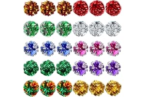 Silkfly 30 Pcs Polyester Film Crinkle Balls Cat Toys 2.36" Interactive Crinkle Ball, Colorful Balls Chew Toy for Cat Chase Ball Toys Attract Cats for Indoor Cats and Kittens to Keep Fit and Active