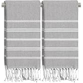 cabanana Hand Towels for Bathroom - 2-Pack,20x30 Inch-100% Cotton,Turkish Bathroom Hand Towels,Super Absorbent & Quick-Dry Soft for Bath, Kitchen, Spa, Face, Hair, Dishcloth (Gray)