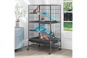 YITAHOME Small Animal Pet Cage: 4-Tiers Metal Guinea Pig Cage for Rats Ferret Chinchilla Large Hamster Indoor Critter Nation Cage Double-Story