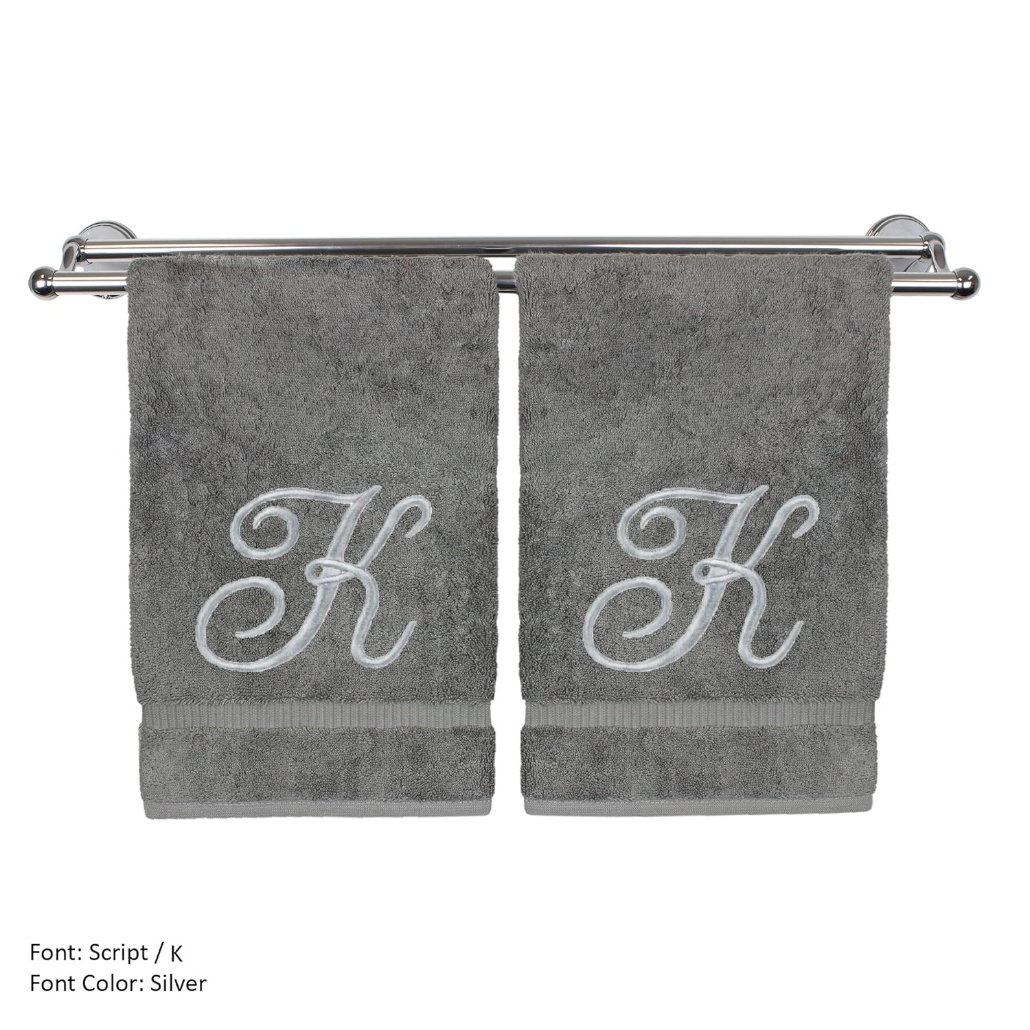 在庫限り Monogram 専用ハンドタオル ゲストタオル ウェディング婚約記念ギフト 2 Hand Towel Silver Script Initial K グレー 85 711 864 111 B 2 Hand Towel Silver Script Initial K グレー グレー 2 Hand Towel Silver Script Initial K 激安特価 Plex Com Ua