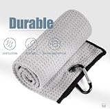 Mile High Life Golf Towel Tri Fold Waffle Microfiber with Carabiner Clip view 4