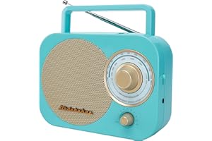 Studebaker SB2000TG Turquoise/Gold Retro Classic Portable AM/FM Radio with Aux Input Limited Edition